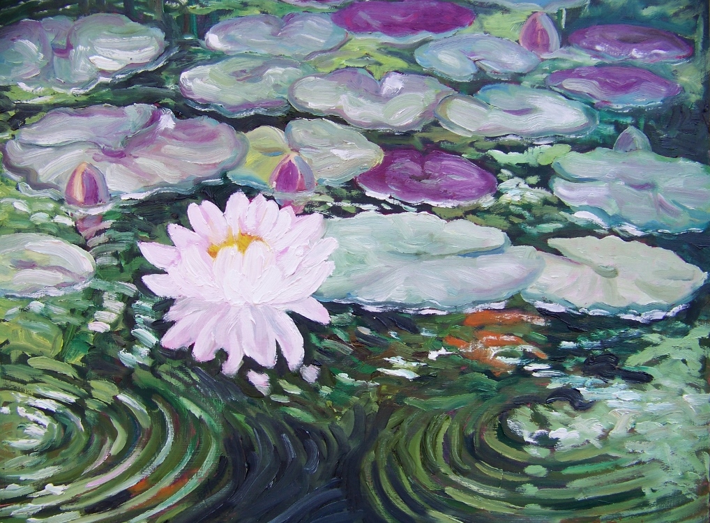 Lily pond 2 oil on board